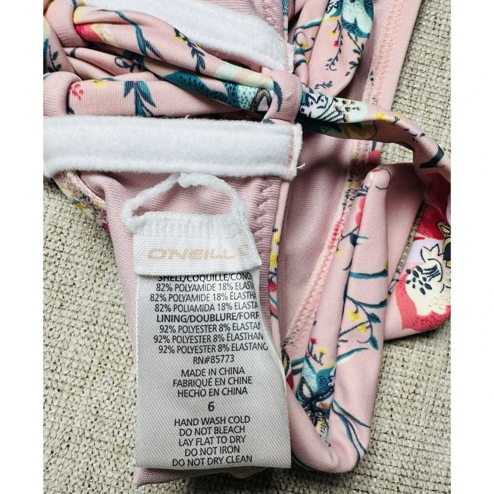O'Neill Swimsuit Girls Sz 6‎ Kid Pink Floral Sydney Bikini 2-Piece Tie Crossback